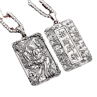 义薄云天财神关二爷项链男关公霸气吊坠男个性潮流礼物蛇骨链