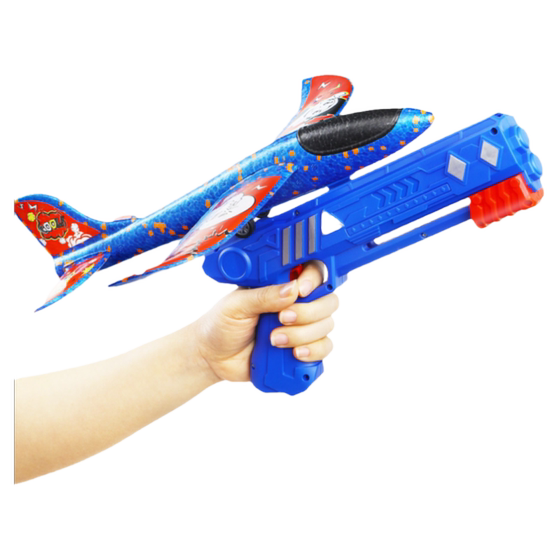 Ejection foam aircraft launched a gun boy, a boy outdoor sports hand throwing the sky glider, children toys, children toys