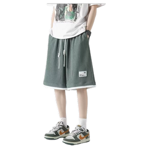冰丝短裤男款夏季薄款美式潮牌休闲大码宽松沙滩速干运动五分裤子