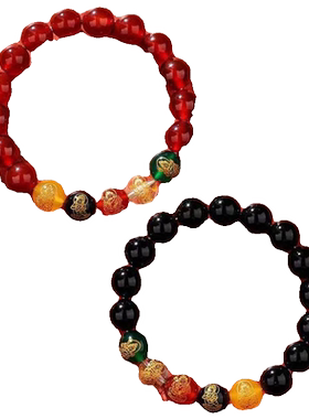 普陀山五路财神手链本命年好运珠兔鼠龙马鸡男女手串黑曜石琉璃