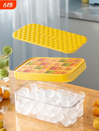 Ice Cube Mold for Home Use, Large Capacity Silicone Ice Tray, Ice Storage and Ice-Making Box, Refrigerator Ice Ball Maker with Lid, Food Grade