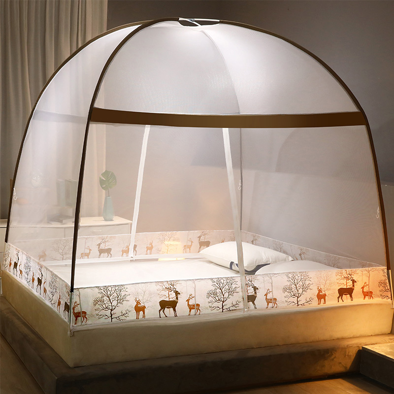Christmas Elk - More SpaceInstallation free Mongolian yurts Mosquito net household 1.8 Rice bed 1.5m student dormitory 1.2m Tent Single person encryption Mosquito net