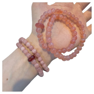 新中式天然太阳石串珠手链女轻奢小众精致双层叠戴手串手饰双圈