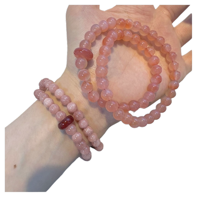 新中式天然太阳石串珠手链女轻奢小众精致双层叠戴手串手饰双圈