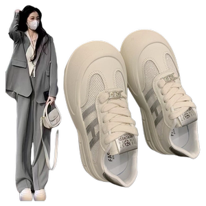 品牌清仓厚底丑萌板鞋女2024夏秋季新款网面透气小个子增高休闲鞋