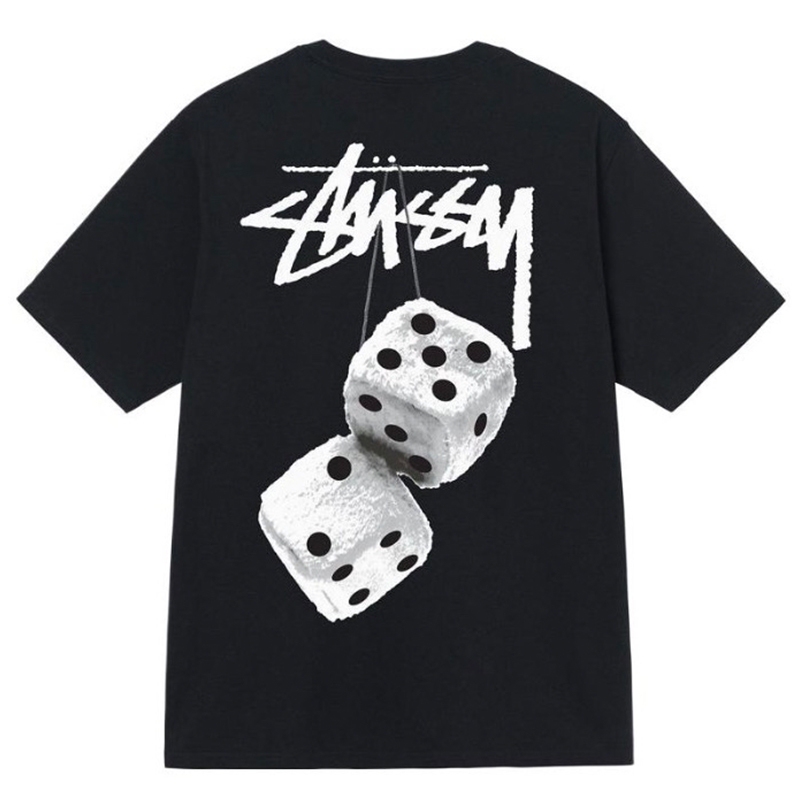 Trendy Brand Stussy Short-Sleeve T-Shirt Black Eight Classic Dice Heavy-Duty High-Quality Version Pure Cotton Parent-Child Matching Outfit Children's Clothing Versatile