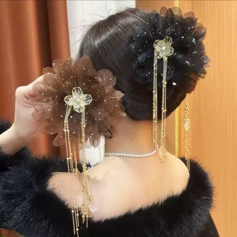三朵小花流苏发夹:复古宫廷风情,让你瞬间变身清新女神🌸 -发饰-淘宝百科网