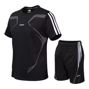 运动套装男短袖夜跑夏季休闲两件套健身服透气t恤晨跑跑步速干衣