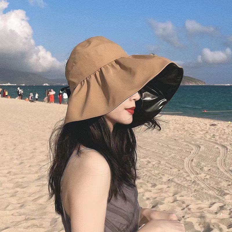 Camel Colorsummer Fisherman hat female veil Korean version Sunscreen ultraviolet rays sunshade Hat Big edge tide Versatile solar system ma'am fashion
