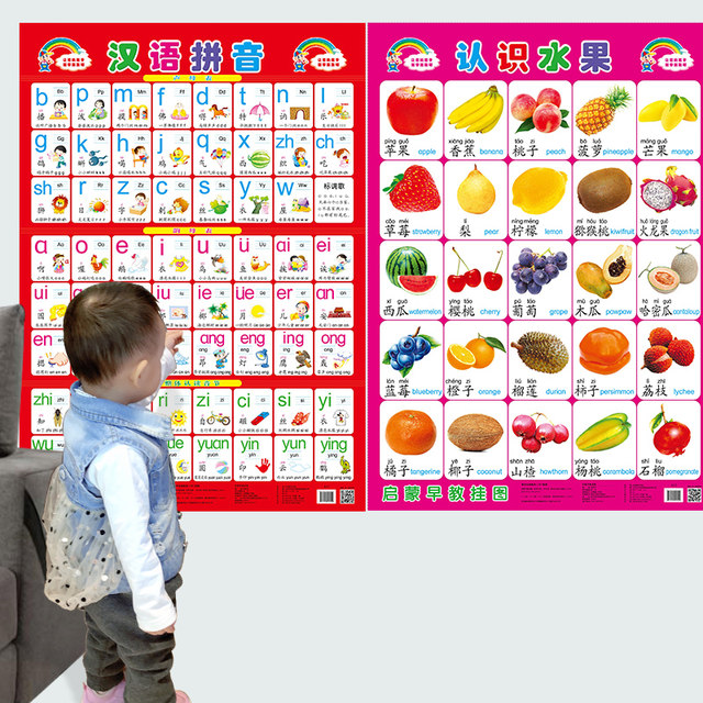 Baby enlightenment silent wall chart ສໍາລັບເດັກນ້ອຍແລະນັກຮຽນປະຖົມການສຶກສາຄວາມຮູ້ທາງດ້ານຄວາມຮູ້ສະຕິປັນຍາ pinyin alphabet wall stickers ຂອງຫຼິ້ນການສຶກສາ