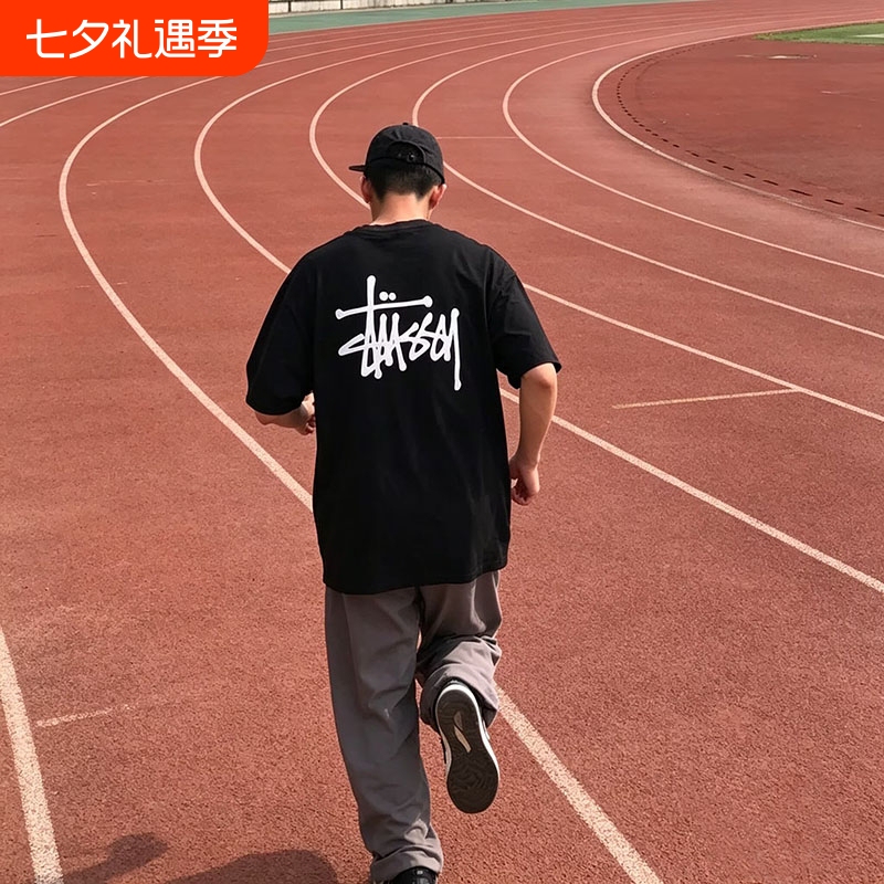 Sports Fashion Brand Stussy Stu Short-Sleeved T-Shirt Summer Heavy-Duty Cylindrical Fabric Pure Cotton 260g Screen-Printed T-Shirt Sports Fashion Brand Stussy Stu Short-Sleeved T-Shirt Summer Heavy-Duty Cylindrical Fabric Pure Cotton 260g Screen-Printed T-Shirt