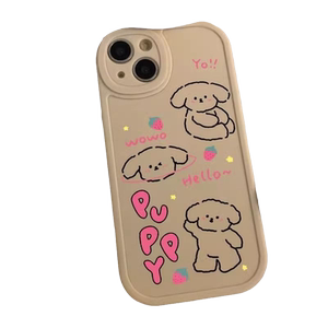 草莓小狗适用iPhone11/12卡通13/14/15苹果12pro手机壳14/11/15promax新款7p/8plus可爱xr/xsmax6sp软硅胶壳