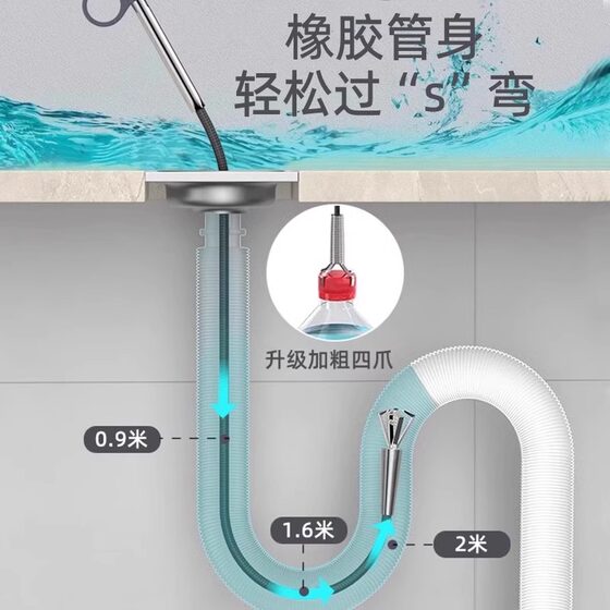 下水道疏通器多功能通马桶厕所下水道堵塞四爪疏通器