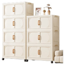 Storage cabinet multi-layer household installation-free folding storage sundry clothes storage cabinet with roller skates snack cabinet