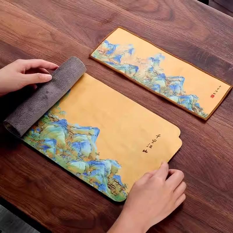 Suede Absorbent Tea Towel, Tea Cloth, Tea Table Towel, Cleaning Cloth, Light Luxury Chinese-Style Teapot Towel, Tea Mat, Kung Fu Tea Set Accessories