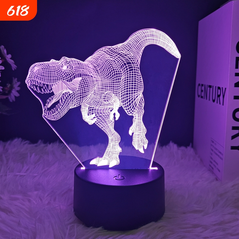 Tyrannosaurus Rex 3D Visual Night Light Children's Room Fun Decorative Lamp Colorful Gradient Dinosaur Fan Gift Lamp