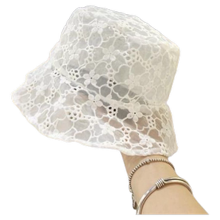 2024新款勾花镂空帽子蕾丝女百搭遮脸夏季薄花朵防晒遮阳平顶