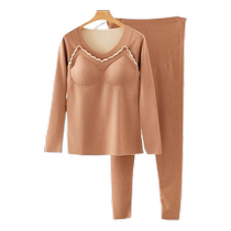 Pregnant women breastfeeding autumn clothes long trousers set German velvet warm bottoming shirt no need to wear underwear comes with breast pads postpartum breastfeeding women