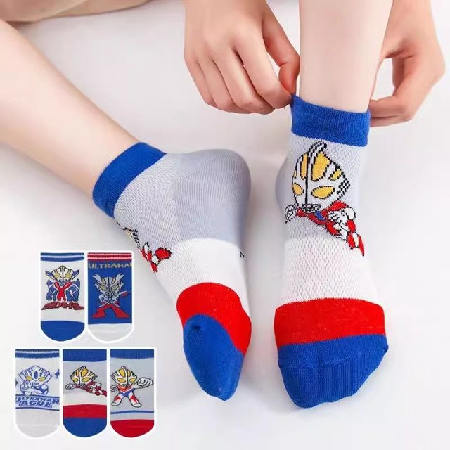 ຖົງຕີນເດັກນ້ອຍ Ultraman ຂອງເດັກນ້ອຍໃນລະດູໃບໄມ້ປົ່ງແລະລະດູຮ້ອນ deodorant ບາງຕາຫນ່າງ socks ຂະຫນາດກາງແລະຂະຫນາດໃຫຍ່ຂອງເດັກນ້ອຍ trendy ກາງ tube socks summer breathable