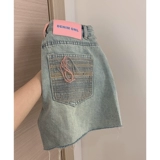 Джинсовая юбка, шорты, тонкие сексуальные штаны, высокая талия, с вышивкой, А-силуэт