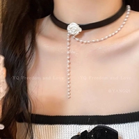 Rose Pearl Choker Black Collar Clavicle Chain Niche Advanced Necklace Necklace Necklace Accessories Women