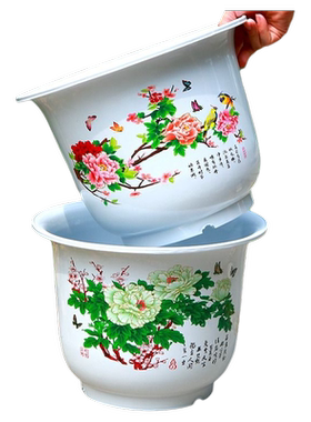 仿陶瓷圆形君子兰加厚塑料花盆