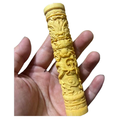 品实心玉竹子雕刻挂件文玩男随身手持棍盘龙柱配饰吊坠招财手把件