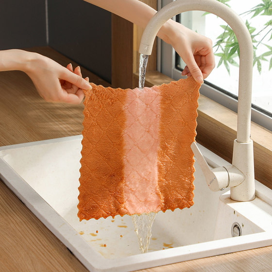 Kitchen household cleaning rag absorbs water and thickens to increase lint-free soft and easy to clean scouring cloth housework dishcloth