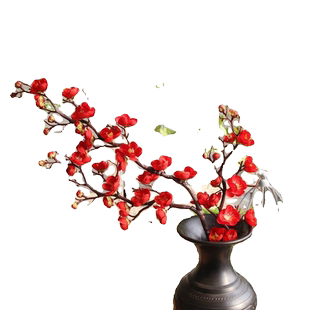 仿真梅花枝树摆件客厅大枝盆景绢花摆设花束中式装饰假花摆放花艺