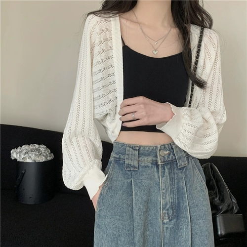 Летний кардиган, куртка, короткая майка, эффект подтяжки, защита от солнца, свободный крой