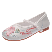 Hanfu shoes girls ancient costume childrens embroidered shoes retro princess antique old Beijing baby cheongsam cloth shoes handmade