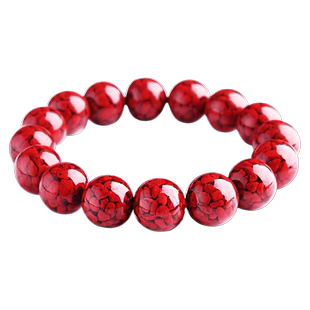 晶体砂朱砂圆珠砂手链男女款大颗粒单圈辰砂饰品手串原矿珠宝玉石