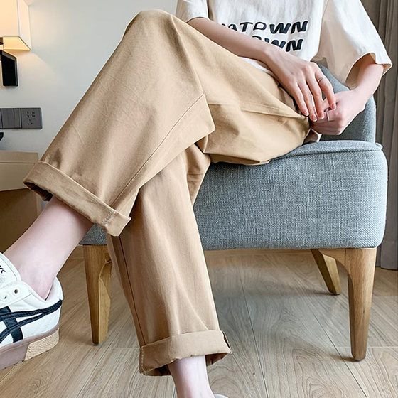 大码胖mm孕妇裤子外穿棉麻裤新款托腹孕妇装春夏装八分九分老爹裤