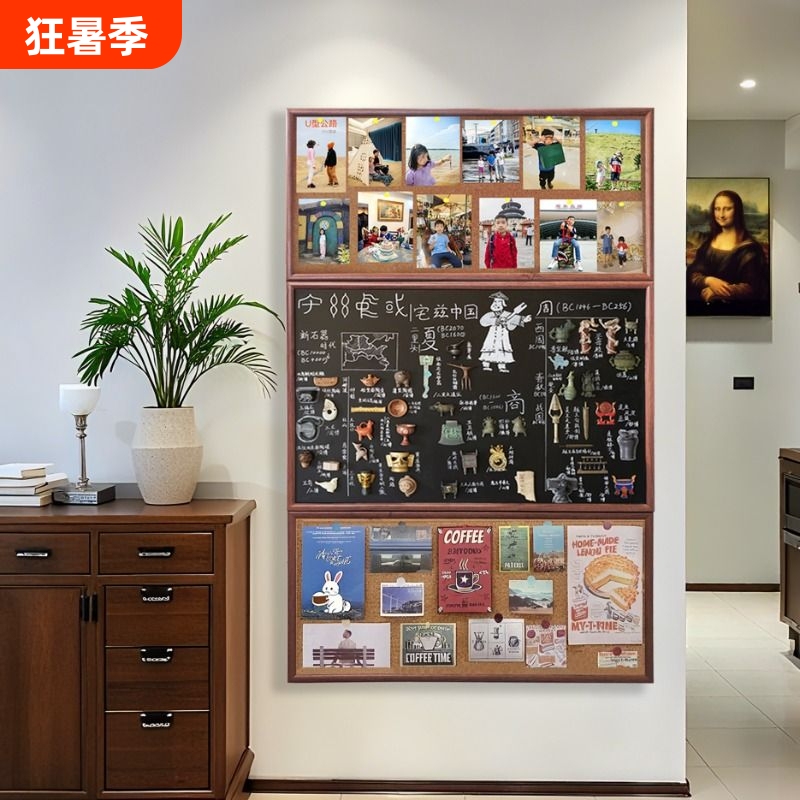 Xiuaidi Magnetic Board Small Blackboard Cork Board Three-Piece Combination Polaroid Photo Wall Living Room Entrance Ins-Style Decorative Board DIY Background Wall Inspiration Board Fridge Magnet Display Board Storage Rack Wall Decoration