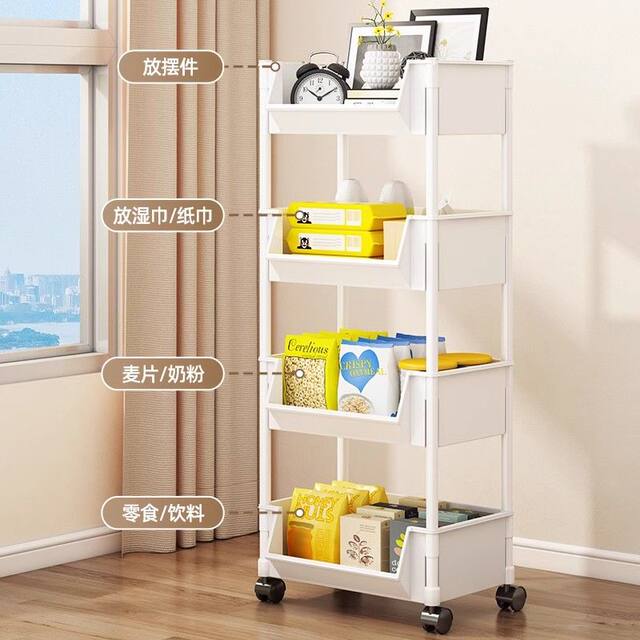 Bookshelf is simple to floor and move multi-layer student small bookcase with wheels integrated wall storage storage rack snacks