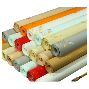 粉彩洒金宣纸半生半熟龙纹撒金万年红纸毛笔书法专用作品宣纸四尺六尺对开整张彩色国展仿古练习小楷4尺纸张