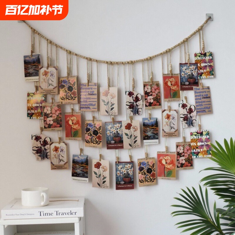 Photo Wall Creative Wall Hanging Home Decoration Photo Rope Decorations Background Wall Photo Storage Rope Wall Hanging Ornaments