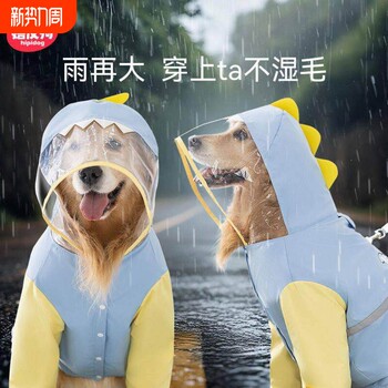 [Hippi Dog] Large Dog Clothes for Summer - Waterproof Dinosaur-Style Raincoat for Border Collies, Golden Retrievers, and Large Dogs