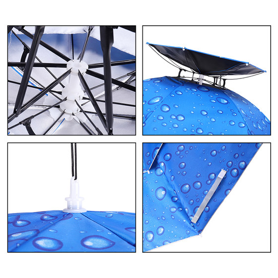 낚시 우산 모자, 우산 접는 머리, 야외 양산, 대형 이중 모자, 우산, 휴대용, 방수, 핸즈프리