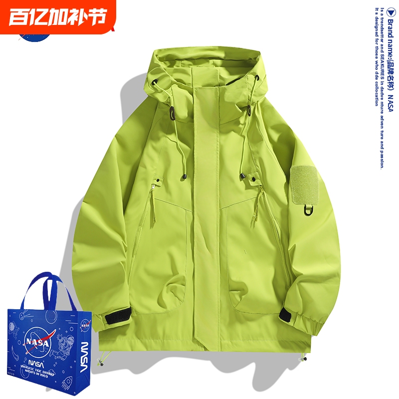 Nasa Outdoor Jacket for Men and Women 2025 New Spring and Autumn Trendy Brand Loose Workwear Windproof and Waterproof Jacket