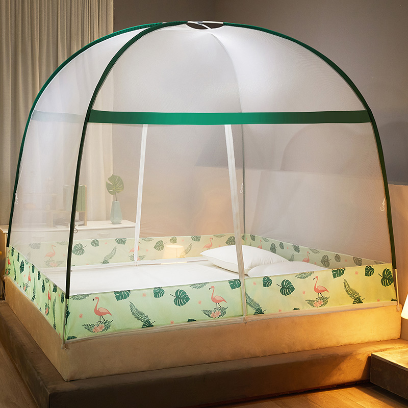 Pink Crane - More SpaceInstallation free Mongolian yurts Mosquito net household 1.8 Rice bed 1.5m student dormitory 1.2m Tent Single person encryption Mosquito net