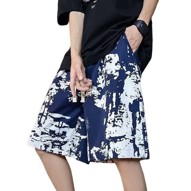 Summer thin floral shorts men's retro printed Sanya beach pants casual quick-drying large pants casual pants ຫ້າຈຸດ