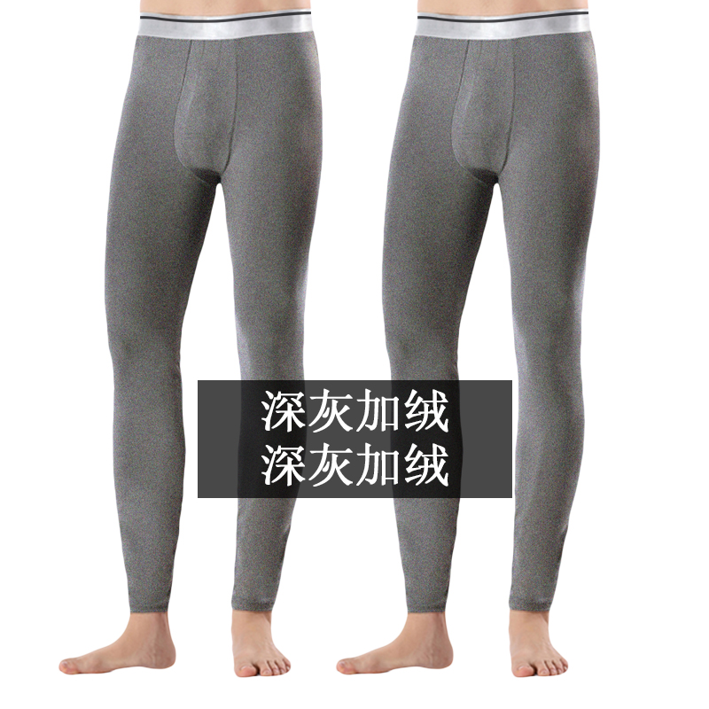 [2 Strips Of Plush] Dark Grey + Dark Greyman Autumn trousers schoolboy Warm pants Plush winter Leggings Self cultivation Woolen trousers Tight fitting Thin Plus Size Woollen trousers
