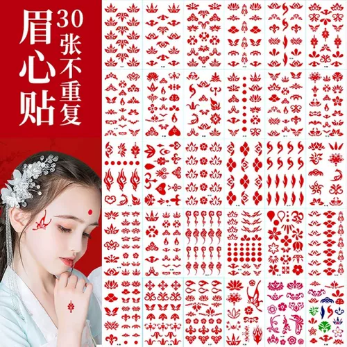 Детское ханьфу в стиле древности, детская татуировка, мультяшная водонепроницаемая наклейка, с драгоценным камнем