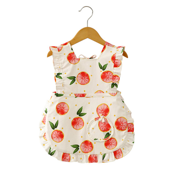 Baby girl eating waterproof princess smock summer apron pure cotton children's bib baby rice pocket sleeveless fashionable drool