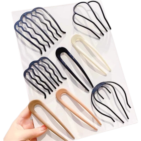 精致发簪四齿插梳盘发神器女丸子头懒人发梳气质U型固定头饰发卡