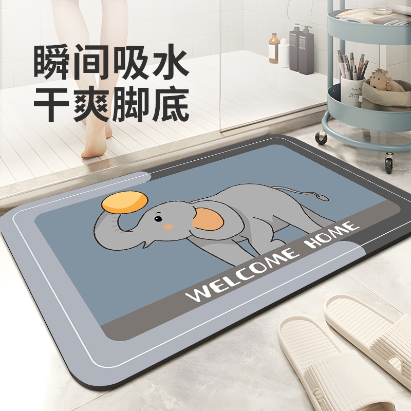 珪藻土フロアマット 浴室トイレドア 吸水マット 滑り止め 家庭用トイレ足マット カーペット 玄関ドア