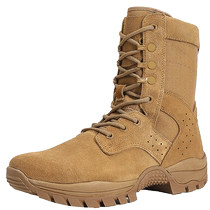 New combat training boots Mens shock absorbing brown boots Side zipped tactical boots Desert Boots High Help Thick Bottom Outdoor Boots Male Non-slip