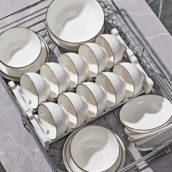 Dishes for 2-6 People Suit For Home Dishes Creative Ceramic Bowls and Chopsticks Combination Plate Rice Bowl Tableware Eating Microwave Oven