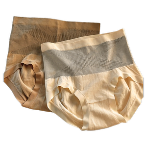 黑绷带中高腰收腹女士无痕内裤女提臀束腰包臀透气纯棉底裆三角裤